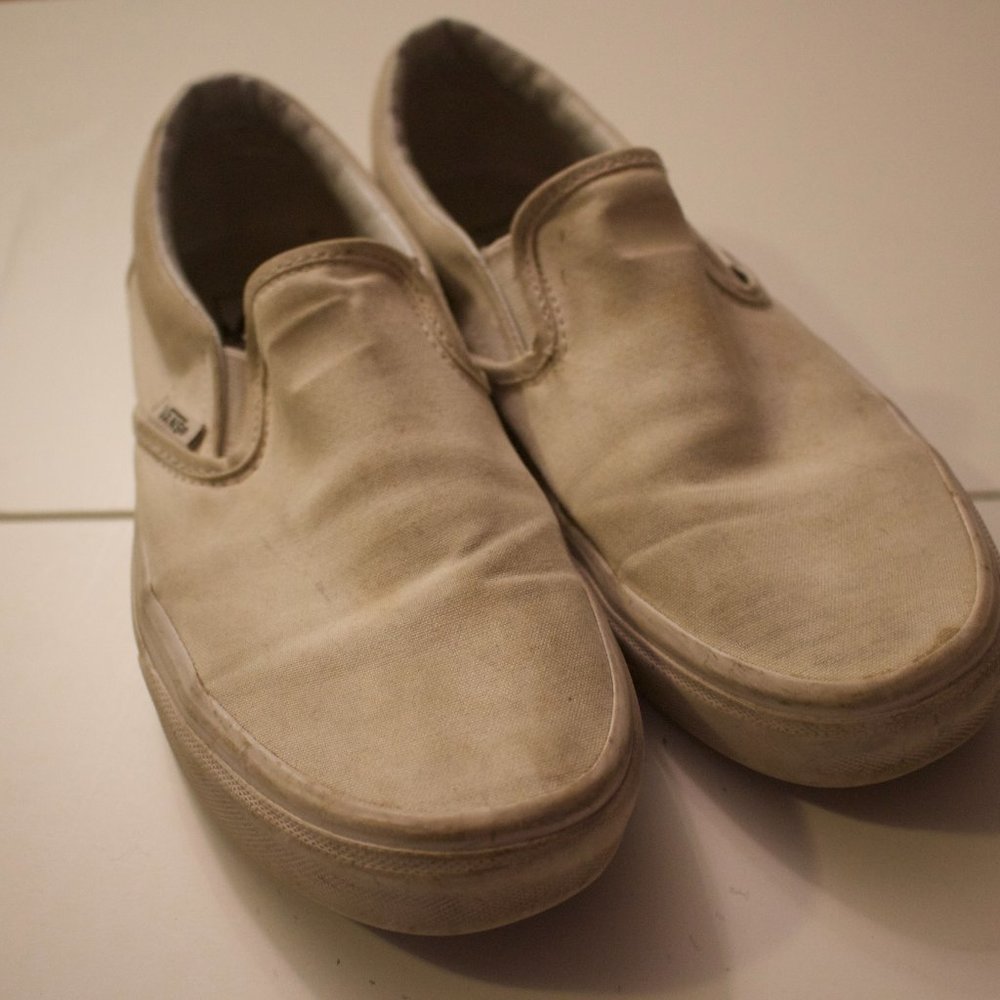 White Slip-On Vans